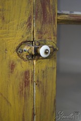 LF60896: Antique Paint Decorated 2 Piece Corner China Cabinet
