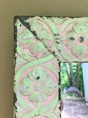 Decorative Floral Medallion Tin Cove 28″ x 69″ Pink Metal Mirror Old 1049-23B