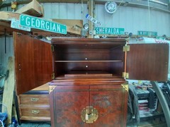 Drexel Heritage Ming Treasures Cabinet 4 Door 1 Shelf Light 77x40x24