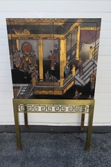 Maitland Smith Hand Painted Chinoiserie Cabinet Cupboard on Brass Stand 5442