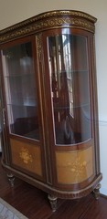 French Louis XVI Style Mahogany and Inlaid Vitrine with Gilt Bronze
