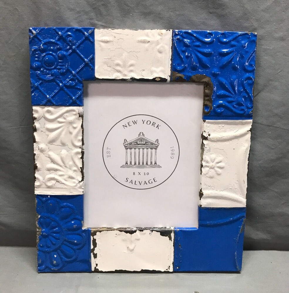 Decorative Salvaged 8×10 Tin Ceiling 3″ Patchwork Metal Picture Frame Old 51-25B