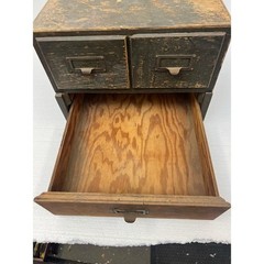 Vintage Green Wood 3 Drawer File Cabinet Rustic Industrial Storage Card Catalog