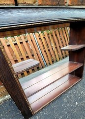 Antique vintage Wall Storage Cabinet w Two Shelves Mirrored Back