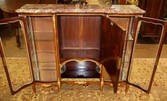 Marble Top French Ormolu Kingwood Inlaid Marquetry Vitrine Attributed To Linke