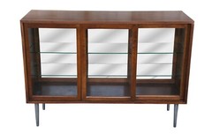 Mid Century Edward Wormley Dunbar Walnut Showcase Curio Display Cabinet Bookcase