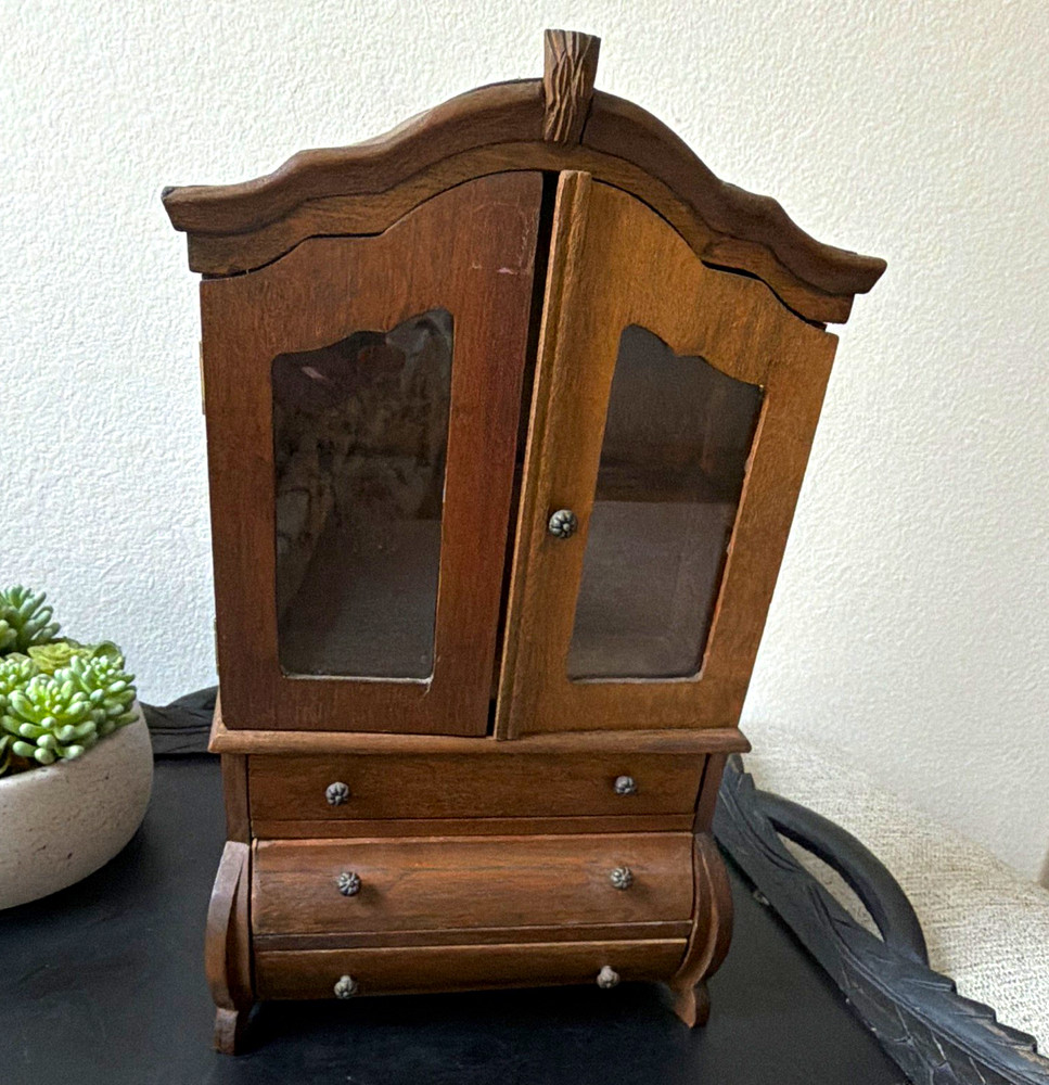 Antique Salesman Sample, 19th Century, Walnut, 2pc Hutch, Glass, Riveted Hinges