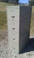 Antique Wooden 4 Drawer File Cabinet Painted 1940s
