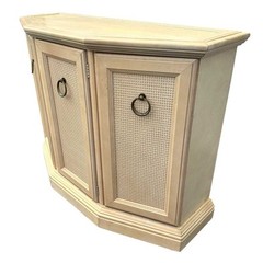 Vintage Entry Cabinet with Faux Rattan Wicker 36x14x29 – Hollywood Regency Coas