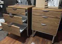 1960’s Mid Century Modern Raymond Loewy Hill Rom Nightstand End Table x2 PAIR