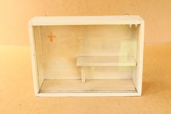 Vintage Wooden Medical Box First Aid Chest Cupboard Shelf Rustic 1970s Tag