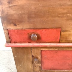 Antique Primitive Pine Farmhouse Cabinet Painted Country Cupboard Washstand
