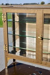 Antique Medical Cabinet Apothecary Medicine Glass Display Case industrial Vtg