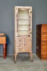 Antique Medical Cabinet Apothecary Glass Display Case Medicine Industrial VTG