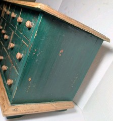Antique Apothecary 18 Drawer Wood Cabinet Chest Jewelry Box Tool Box Green