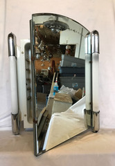VTG 1950’s Chrome Deco Arch Top Mirror Medicine Side Light Cabinet Old 475-26B