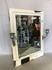 VTG Recessed Medicine Cabinet Beveled Mirror Chrome Sconces Old Metal 613-23B