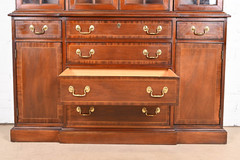 Councill Craftsmen Georgian Carved Mahogany Breakfront Bookcase Cabinet