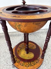 Italian Floor Standing Globe Bar Liquor Cabinet Rolling Wood Cart