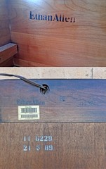 Vintage Old Ethan Allen Birch Wooden Curio Cabinet Hutch Breakfront Bubble Glass