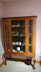 Oak and 3 sided Glass Curio Cabinet Local Pickup