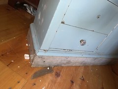 Antique Dental Cabinet Powder Blue Sea Foam Wood Painted Glass Black