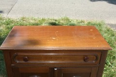 Vintage One-Drawer Washstand Cabinet (Refinished) Walnut? 30″ W, 28.5″ H, 16″ D