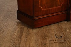 China Cabinet Display Bookcase with Carved Pediment and Silk Backing