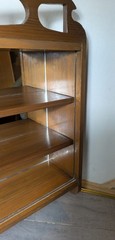 Vintage Art Deco Gothic Tudor Wall Curio Cabinet Shelf Sliding Doors Quatrefoil