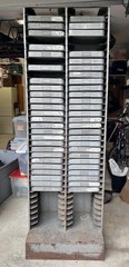 Vintage Hollywood Film Company Metal Film Shelf With 45 Film Reel Cases