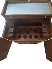 Mid-Century Modern Drexel “Profile” Bar Cabinet & 18 Pc Glassware Set