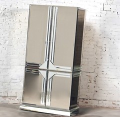 Late 20th Century Postmodern to Art Deco Revival Mirrored Entertainment Cabinet