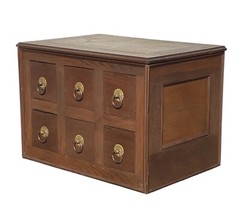 Antique Victorian Walnut Apothecary Spool Cabinet with Six Drawers