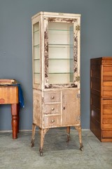 Antique Medical Cabinet Apothecary Glass Display Case Medicine Industrial VTG