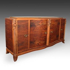 VINTAGE FRENCH ART DECO CONSOLE CABINET WALNUT BRASS MOUNTS FRANCE 20TH C.