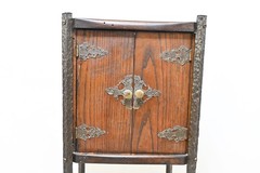Antique OOAK Handcrafted Iron Stand And Hardware Accent Cabinet Smoking Document