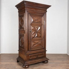 Early 19th Century French Single Door Carved Walnut Armoire Cabinet