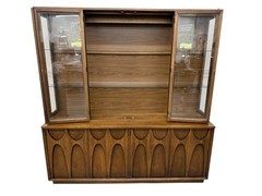 Mid-Century Modern Broyhill Brasilia 2-Piece Walnut China Cabinet
