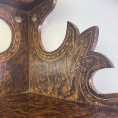 Antique Hand Stencil Corner Wall Cabinet Folk Art/Renaissance Revival 21” Tall
