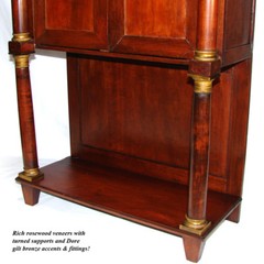 Rare Antique French Napoleon Era 33.5″ Table Cabinet, Empire Style & Bronze