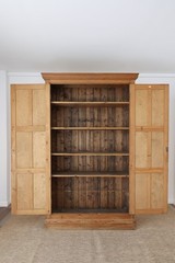 Antique English Pine Cupboard Armoire Cabinet Wardrobe Pantry Linen Victorian