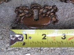 VICTORIAN FANCY DRESSER DRAWER PULL Set 4 & ESCUTCHEON ORIGINAL SALVAGED