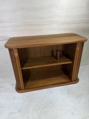 Vintage Mid Century Eppco Enterprises Teak Tambour Slide Door Wall Mount Cabinet