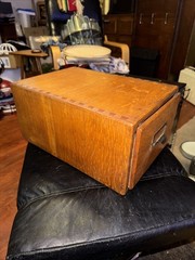 Vtg 1 Drawer Library Card Catalog Box Index File 15x10x7 Dovetail 5×8 Card