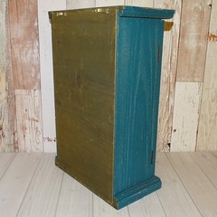 Primitive American Country Display Cupboard Cabinet Blue Paint Wall or FreeStand