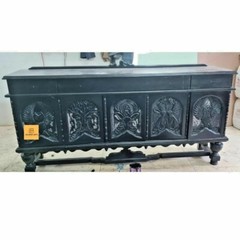 Home Decorative Unique Hand Curved Wood Inlay Buffet Table , Animal Hand Curved