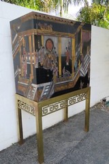 Maitland Smith Hand Painted Chinoiserie Cabinet Cupboard on Brass Stand 5442