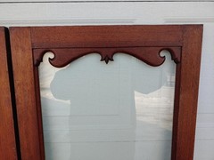 PAIR WHIMSICAL EARLY COUNTRY VICTORIAN WALNUT WAVY CHINA CABINET DOORS, 22 X 58.