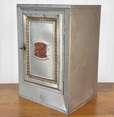 Antique Farmhouse Tin Metal Bread & Cake Cabinet Cupboard