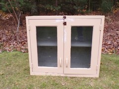 Vintage Mid Century Medical Dental Apothecary Glass & Metal Wall Cabinet